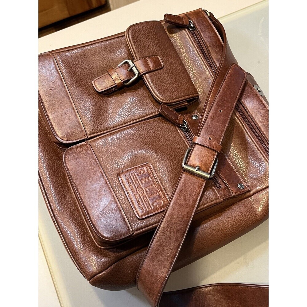 RELIC Faux Brown Leather Satchel Handbag Purse Women's